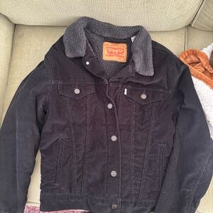 Levi's Black Corduroy Jacket with Sherpa Collar